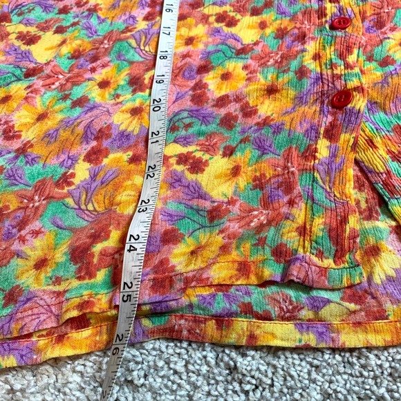 Vintage 90s Bonjour Rainbow Flower Power Button Down- M - Picture 9 of 9